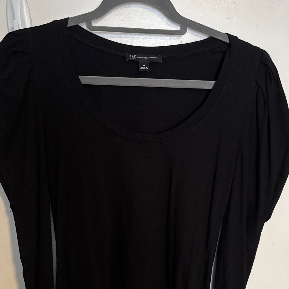 INC International Concepts Women's Elegant Black Long Sleeve Top